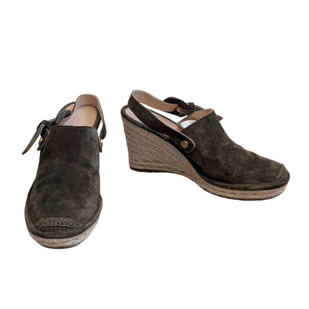Veronica Beard Olive Green Suede Espadrille Wedge Sandals Slingback 7M
